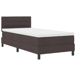 Cadru de pat  cu saltea Maro închis, Alb Textil 90 x 190 cm