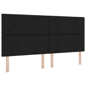 Pat cu saltea , Negru, 200x200 cm, Material textil