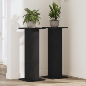 Suport pentru plante 2 buc Negru Stejar 30x30x80 cm Lemn prelucrat