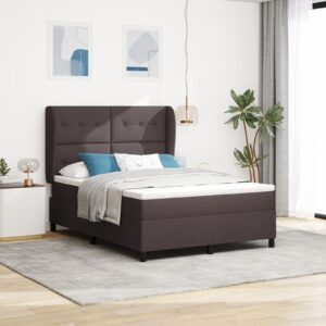 Pat cu saltea  - Marron închis, 160x200 cm textil