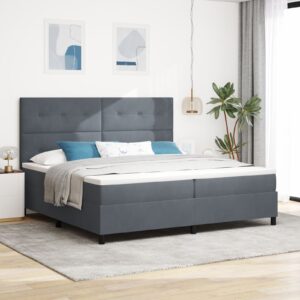 Pat box cu saltea  Gri închis 200x200 cm Catifea