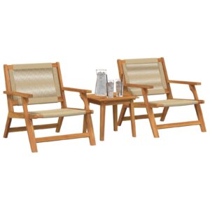 Set scaune de grădină  cu masă 3 piese Bej din lemn solid de acacia