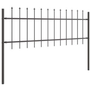 Gard  cu vârf de lance, gri, 3,4x0,6 m, din oțel
