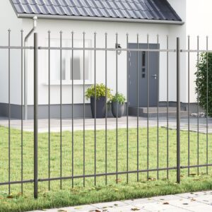 Gard  cu varf in forma de lance Gri 3,4x1,5 m Otel
