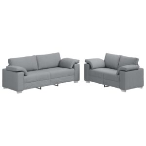 Set canapea  2 piese cu perne din material gri deschis