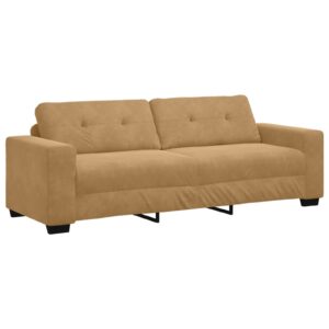 Set canapea 3 piese cu perne catifea maro