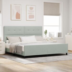 Cadru pat Gri deschis 200x200 cm Catifea