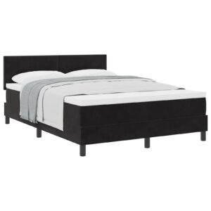 Pat Box Spring cu Saltea Negru 140x200 cm Catifea