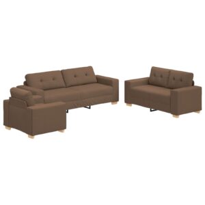 Set de canapea 3 piese cu perne maro