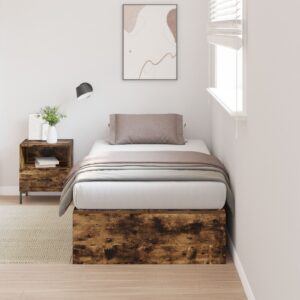 Cadru de pat cu depozitare  Stejar afumat 90x190 cm