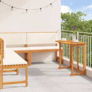 Set de dining pentru grădină , 4 piese, cu perne, din lemn de acacia