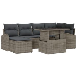 Set de Canapea de Grădină  Set de 7 Gri Rattan