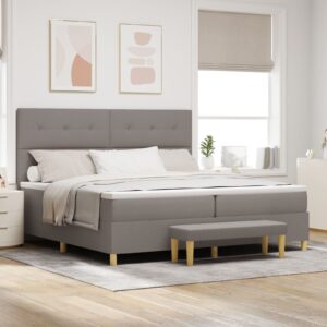Pat cu saltea și bancă Taupe 200x200 cm Fabric