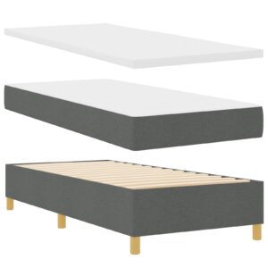 Cadru de pat  cu saltea Set de 2 Gri închis Fibră textilă