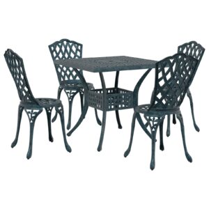 Set de gătit pentru grădină, 5 piese, , verde, din aluminiu turnat