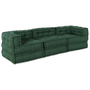Pufuri Modulare 3 buc Verde Textil