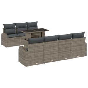Set canapele grădină  8 piese Gri Poliratan Mobilier exterior