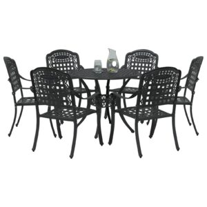 Set de 4 Negru Aluminiu Turnat Mare Ușor Masă de Grădină