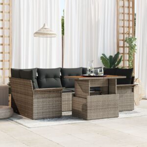Set canapea grădină  7 piese Gri Ratan Mobilier exterior