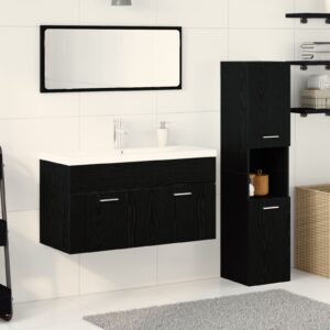 Set mobilier baie  3 piese Stejar negru Lemn stratificat Elegant