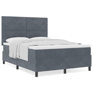 Pat Box Spring cu Saltea  Gri Închis 140x190 cm Catifea