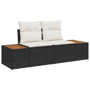 Set de Sofa pentru Grădină  Set de 6 Cadru Negru cu perne Bej