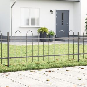 Gard  cu vârf în formă de arc, gri, 3.4x0.6 m, din oțel