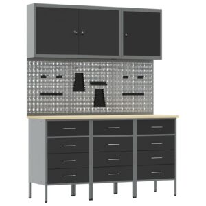 Set de banc de lucru de 8 piese  din oțel negru