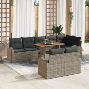 Set de canapele pentru grădină  Set de 9 Gri și maro Ratan
