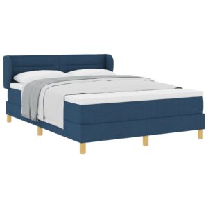 Pat Box Spring cu Saltea albastră, 140x190 cm, Material textil