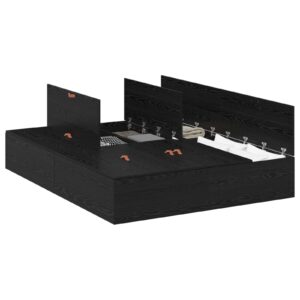 Cadru de pat cu depozitare  Negru Stejar 140x190 cm