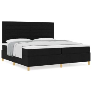 Pat cu saltea , Negru, 200x200 cm, Textil