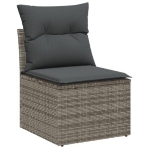 Set de Sofa Grădină  8 Piese Gri Ratan polietilenic, lemn