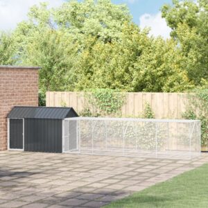 Volieră pentru păsări cu extensie Antracit 112x619x141 cm Oțel
