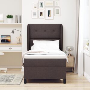 Pat Box Spring cu Saltea Marron 100x200 cm Material
