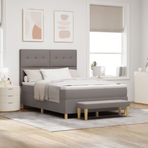 Pat cu tablie  cu saltea și bancă Taupe 140x200 cm Fabric