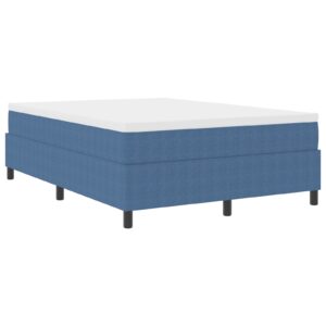 Cadru de Pat cu Saltea Albastru 140x200 cm din Material Cu Năsturi