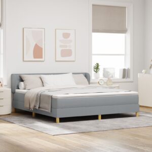 Pat  cu saltea, Gri deschis, 180x200 cm, Textil