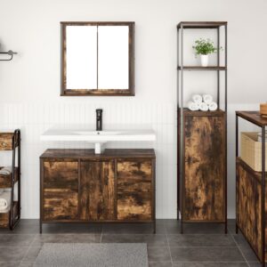 Set de baie din 2 piese, stejar fumuriu, lemn compozit