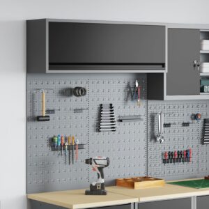Set de Dulap pentru Unelte și Panou Organizer 3 Piese Montat pe Perete Metal Negru