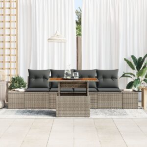 Set de Sofa pentru Grădină  Set de 5 Gri, Maro (Ratan)