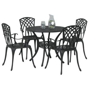 Set de dining pentru grădină  5 piese Negru Aluminiu turnat