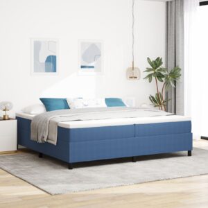 Pat cu Arcuri Box Albastru 200x200 cm Material din Catifea