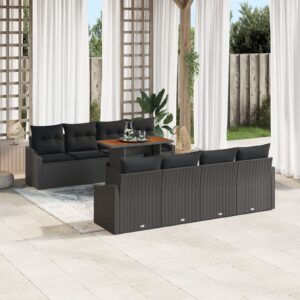 Set de Sofa Grădină  7 Piese Negru Ratan Sofa Grădină