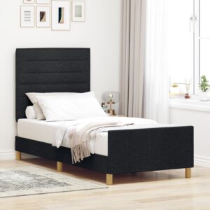 Cadru de pat din material textil negru  90x190 cm