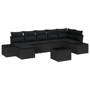 Set de canapele pentru grădină  Set de 8 Negru