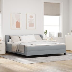 Pat Box Spring  cu Saltea Gri deschis 180x200 cm Textil