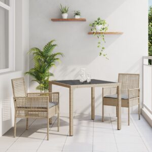 Set de 2 Bej Poliratan 90 x 90 x 75 cm