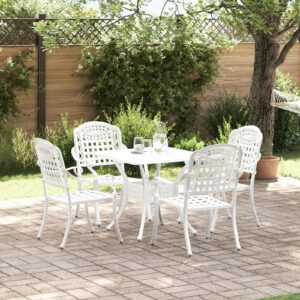 Set de dining pentru grădină  5 piese Alb din aluminiu turnat