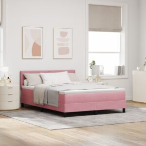 Pat cu saltea  Pink 140x190 cm Catifea